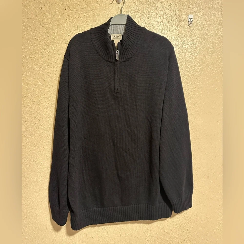 L.L. Bean Quarter Zip Pullover Sweater Size XXL Black